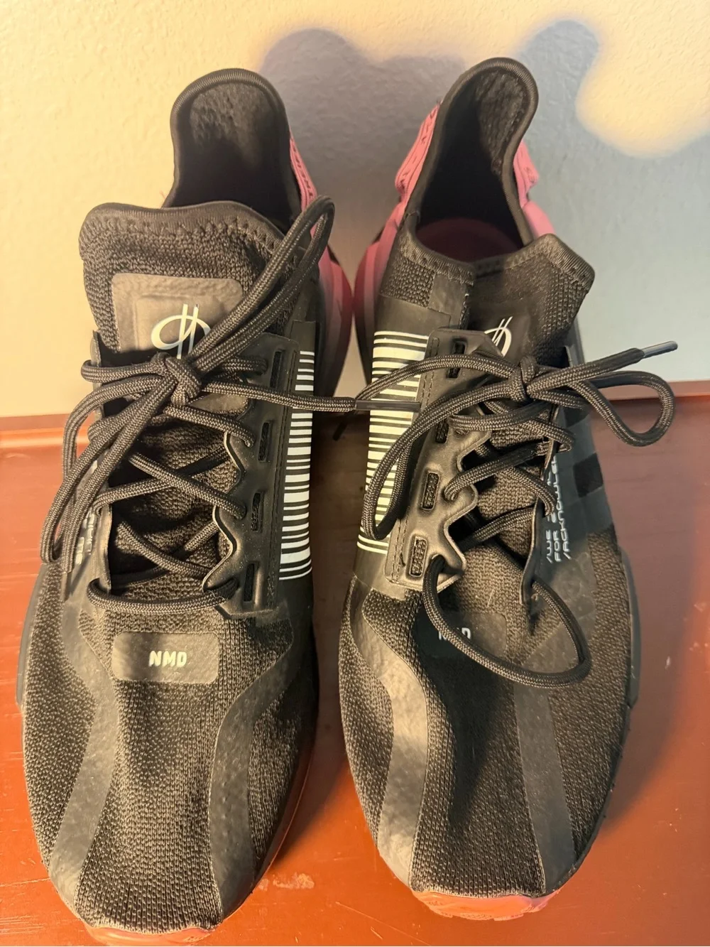 adidas Black Athletic Sneakers with Pink Heel Accents